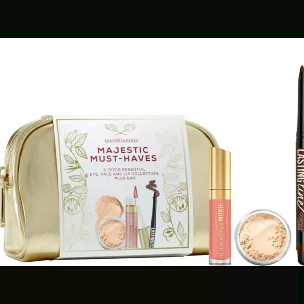 3PC BARE MINERALS EYE & LIPS & MINERAL VEIL & BAG*
